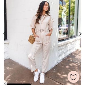 Kittenish Utility Puff Sleeve Jumpsuit